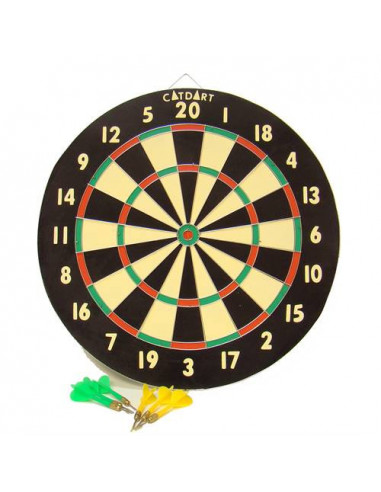 CATDART DARTBOARD, 2-SIDED WITH 6 DARTS