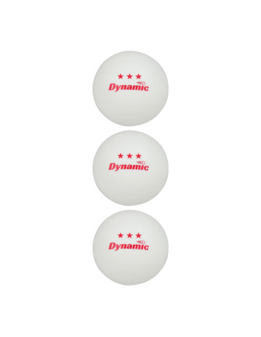 DYNAMIC RACKET TT BALL 3* - 3 PCS. White